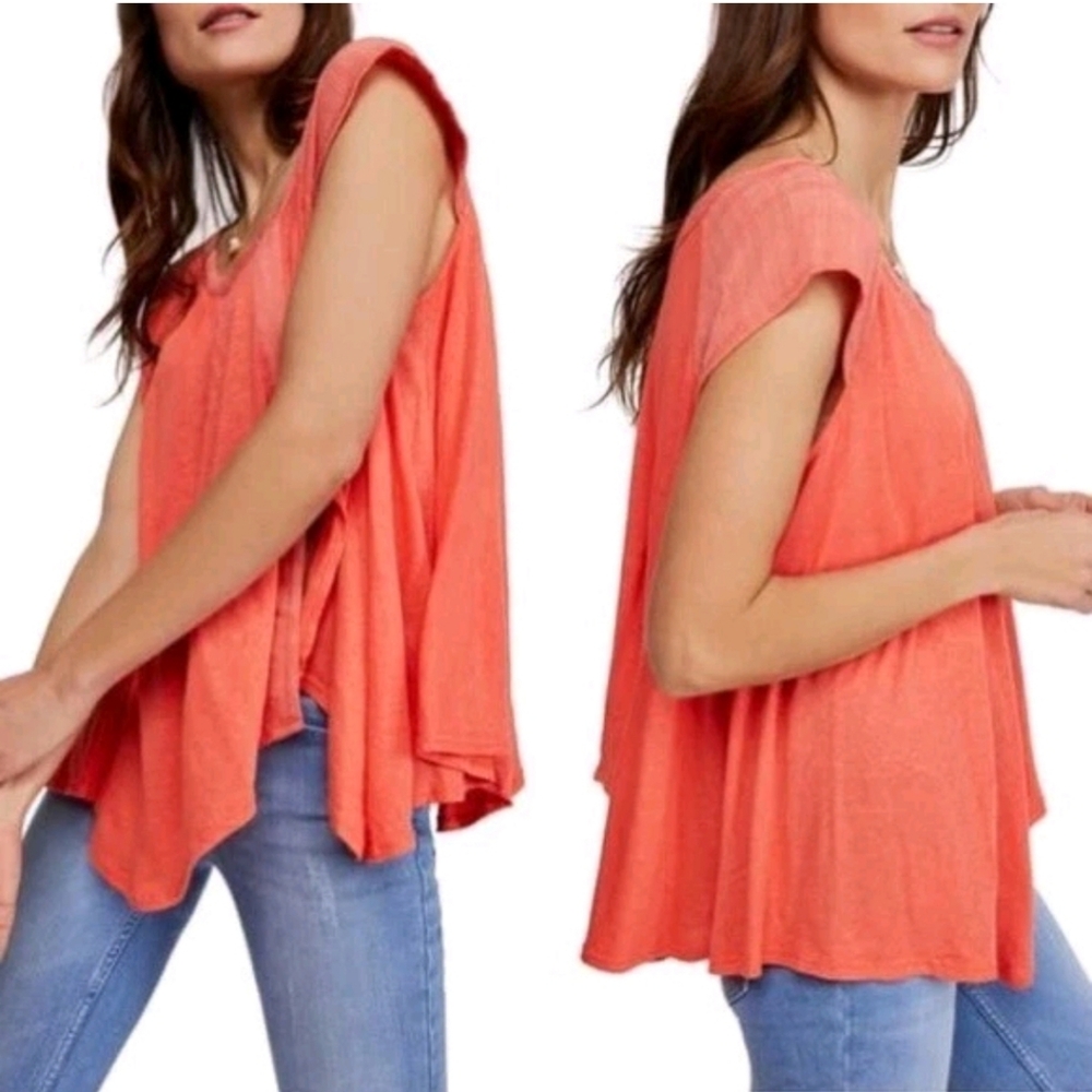 We The Free Keep It Casual Coral Tunic Sleeveless Blouse